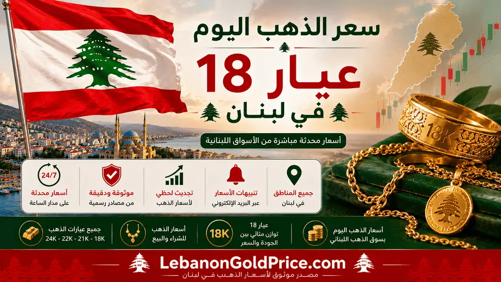 سعر الذهب اليوم عيار 18 في لبنان